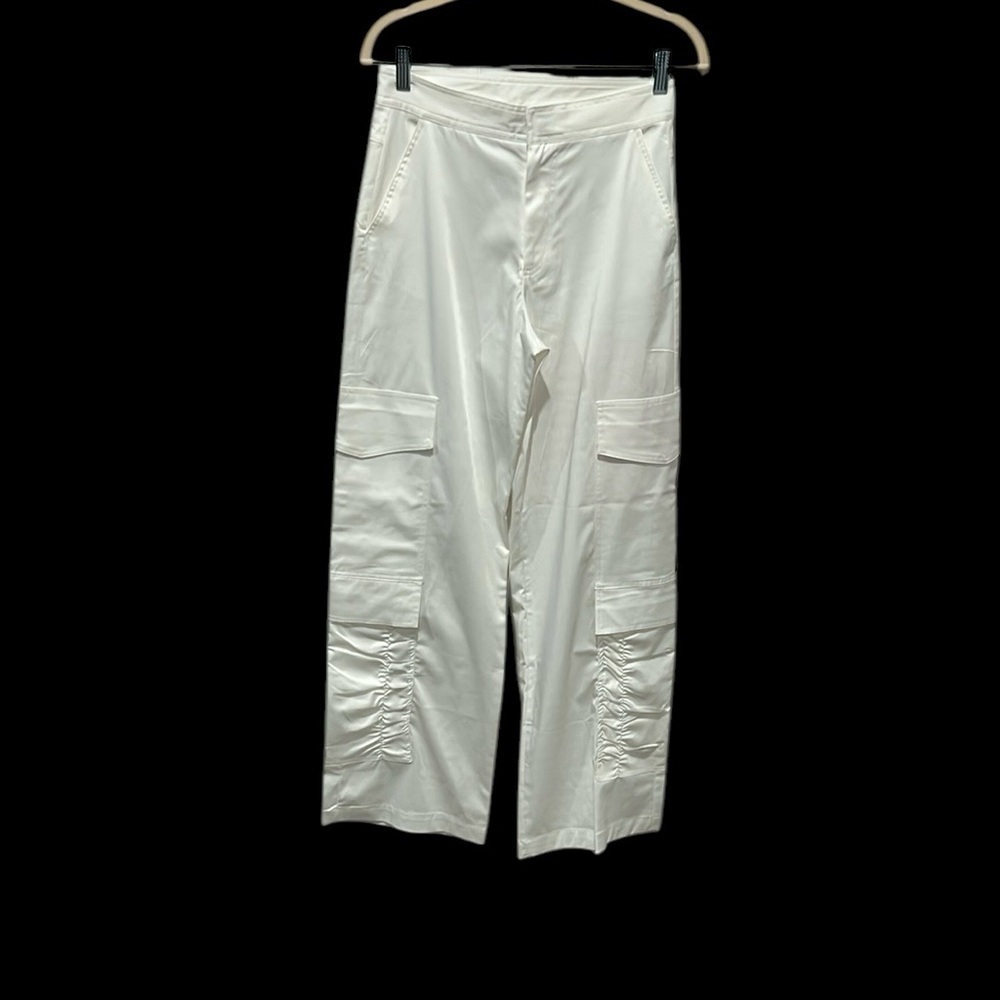 Zara women white wide leg high waist cargo pants size XS NWT